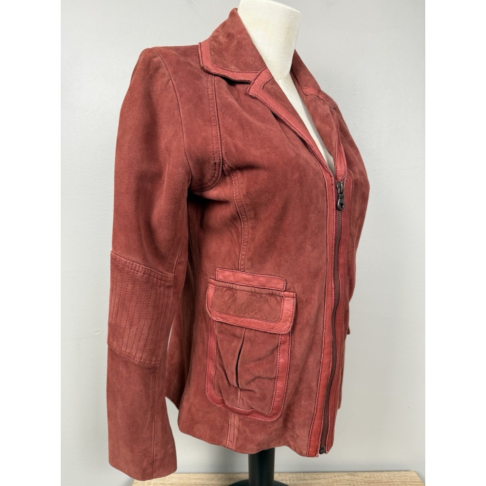 Vintage The Territory Ahead Red Suede Leather Jacket XS Boho Western Retro‎ Y2K - Picture 3 of 15